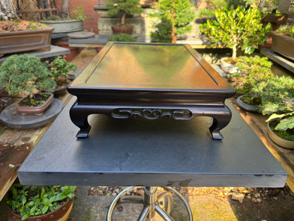 0 Japanese Bonsai Display Stand 小品盆栽飾台 – Rectangular Kadai 花台 – Pierced Openwork Carving 透かし彫り – 48.0cm