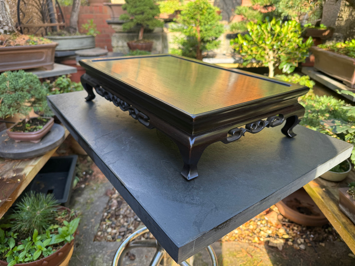 0 Japanese Bonsai Display Stand 小品盆栽飾台 – Rectangular Kadai 花台 – Pierced Openwork Carving 透かし彫り – 48.0cm