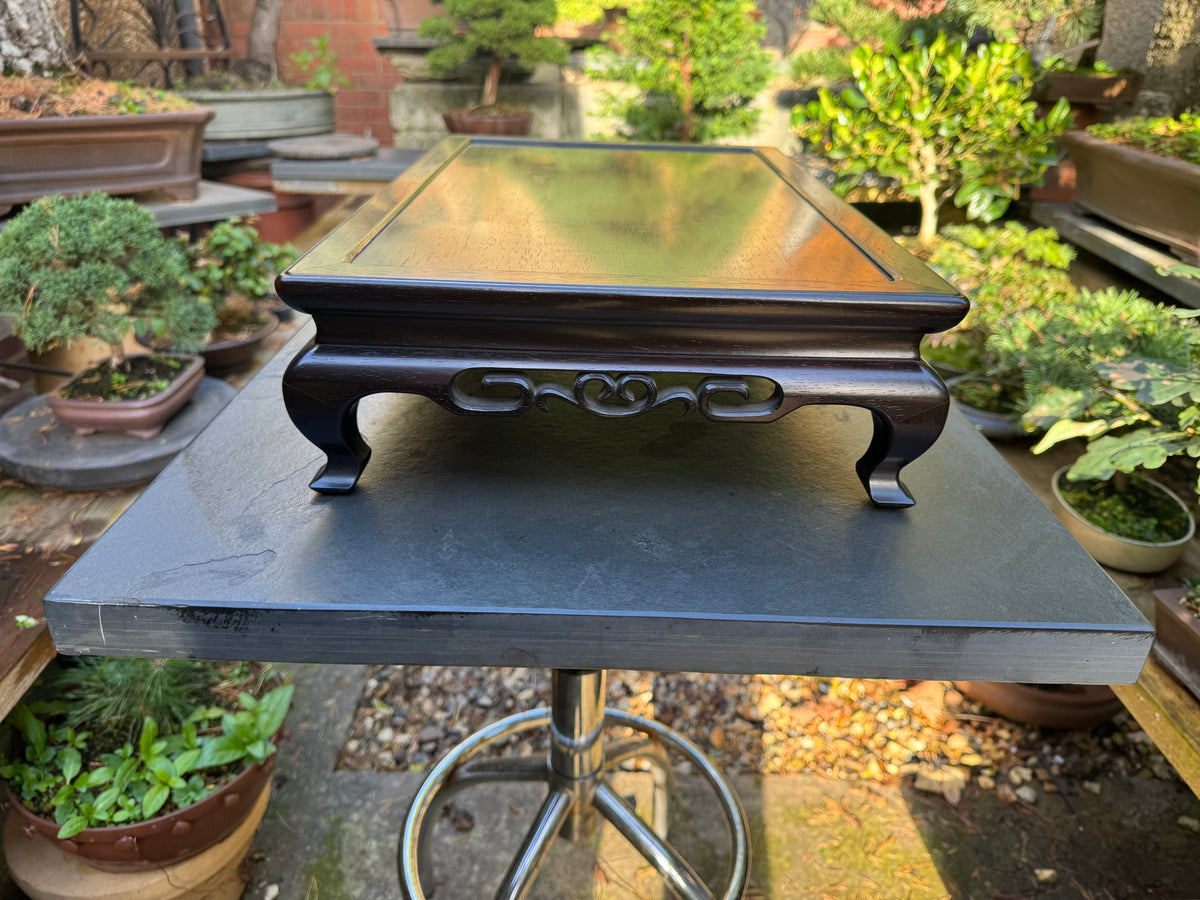 0 Japanese Bonsai Display Stand 小品盆栽飾台 – Rectangular Kadai 花台 – Pierced Openwork Carving 透かし彫り – 48.0cm