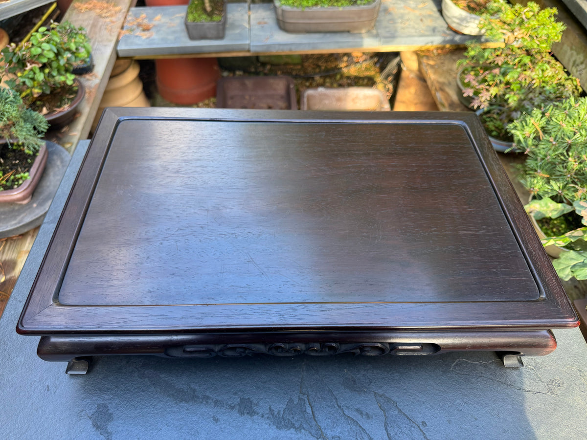 0 Japanese Bonsai Display Stand 小品盆栽飾台 – Rectangular Kadai 花台 – Pierced Openwork Carving 透かし彫り – 48.0cm