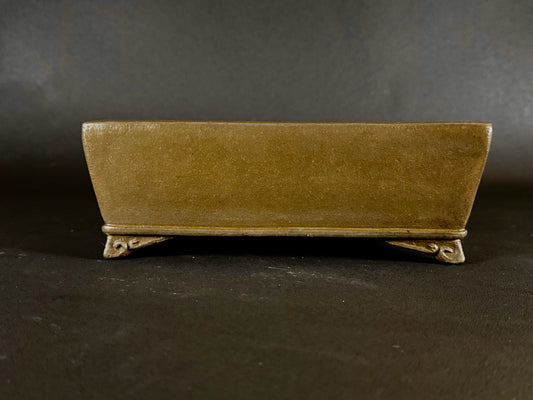 NAKANO GYOZAN 中野 行山 "Hand signed 爪描き" - 常滑 - 24.8cm Rectangular Unglazed (長方形 無釉)