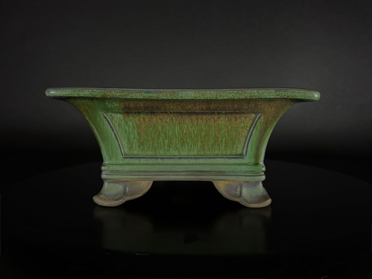 Yohen 窯変 – 常滑市 – 25.3cm Rectangular 長方形 – Green Yohen Glazed 緑釉・窯変釉