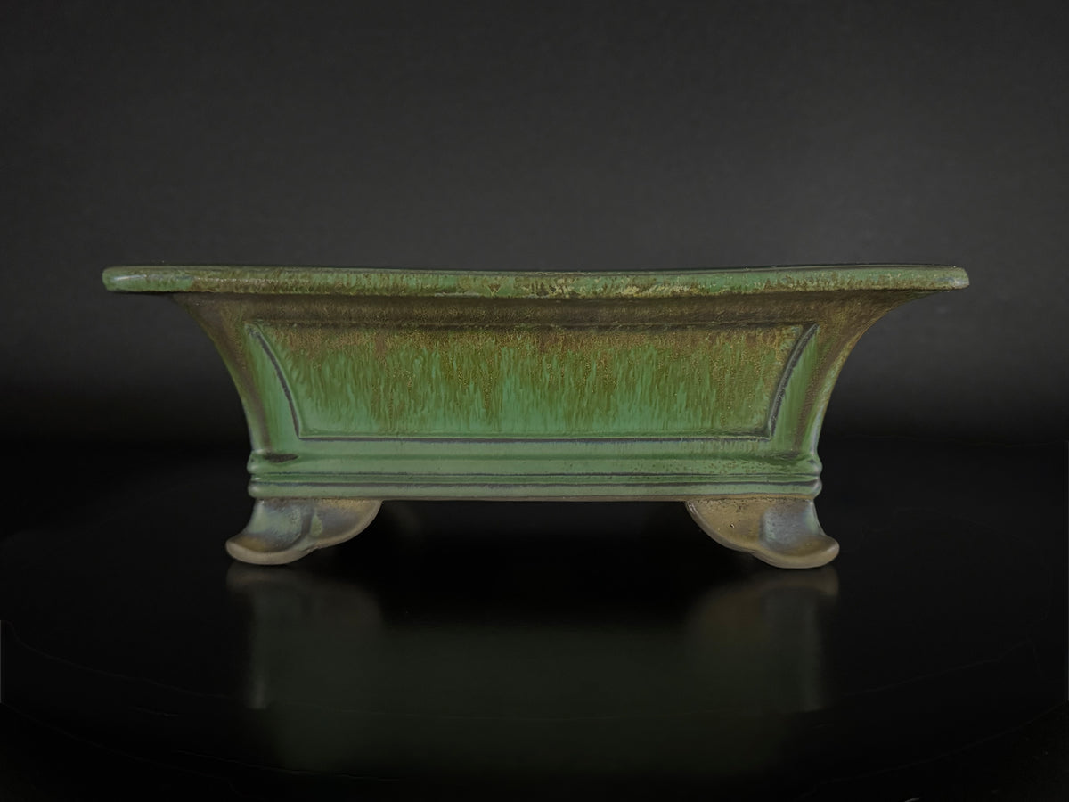 Yohen 窯変 – 常滑市 – 25.3cm Rectangular 長方形 – Green Yohen Glazed 緑釉・窯変釉