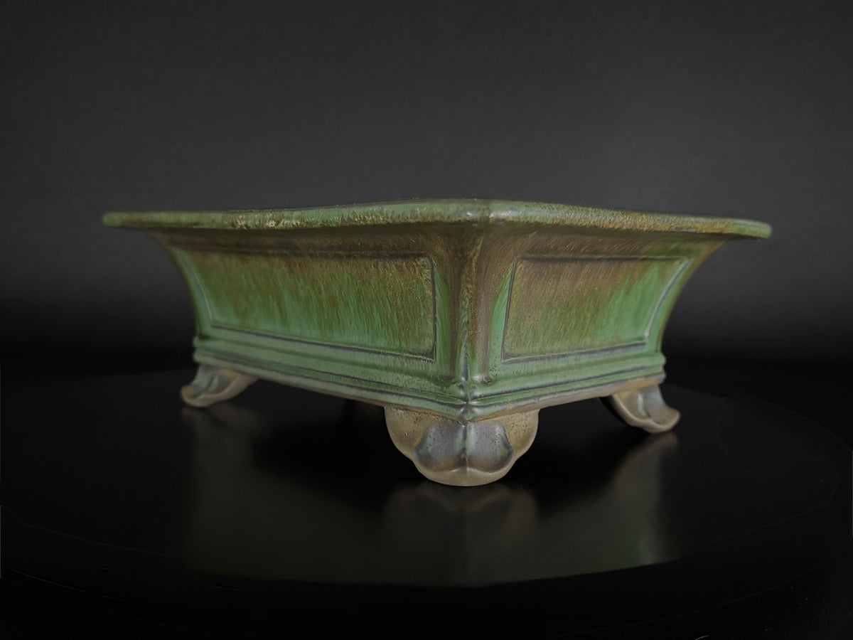 Yohen 窯変 – 常滑市 – 25.3cm Rectangular 長方形 – Green Yohen Glazed 緑釉・窯変釉