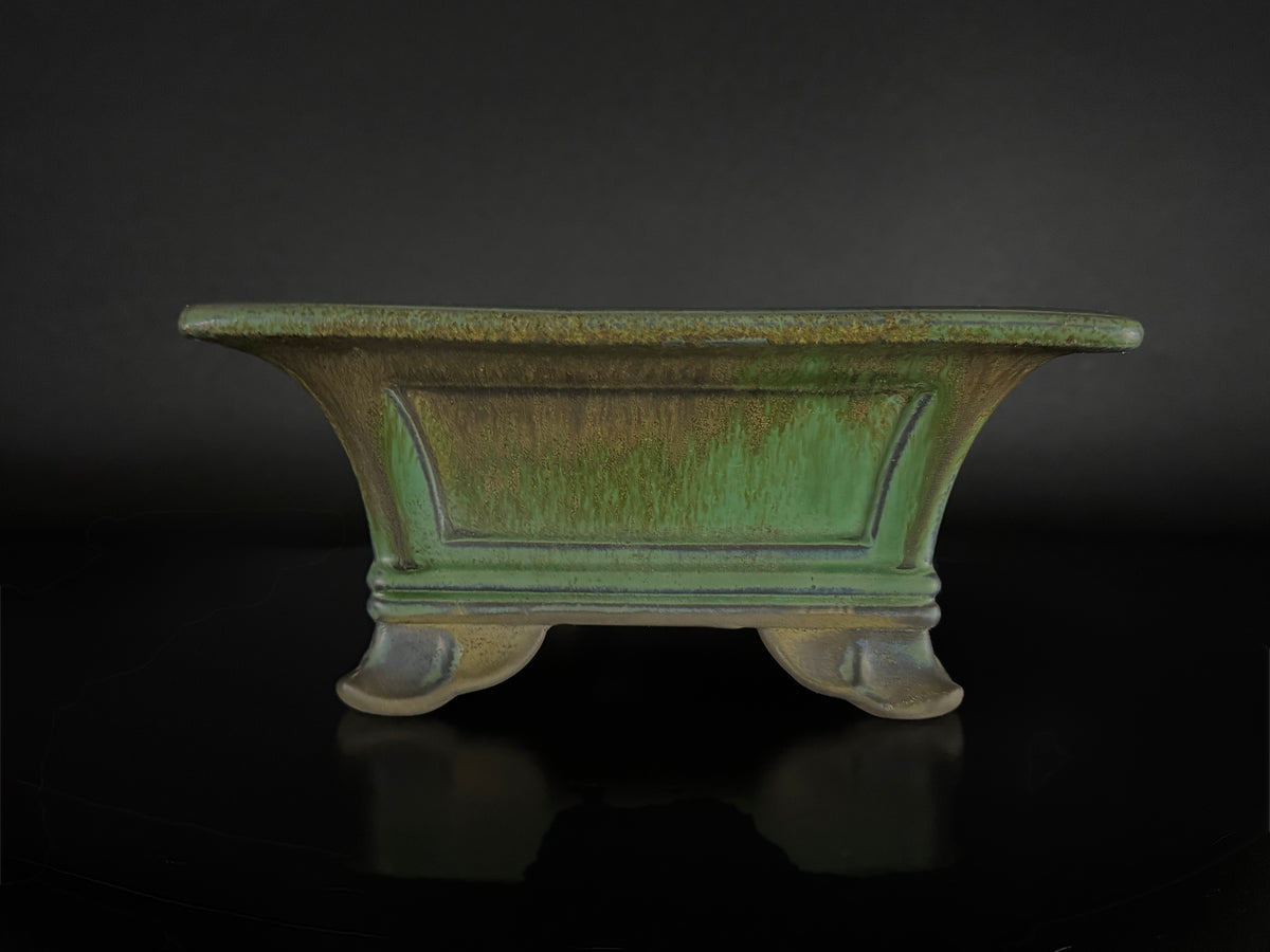 Yohen 窯変 – 常滑市 – 25.3cm Rectangular 長方形 – Green Yohen Glazed 緑釉・窯変釉
