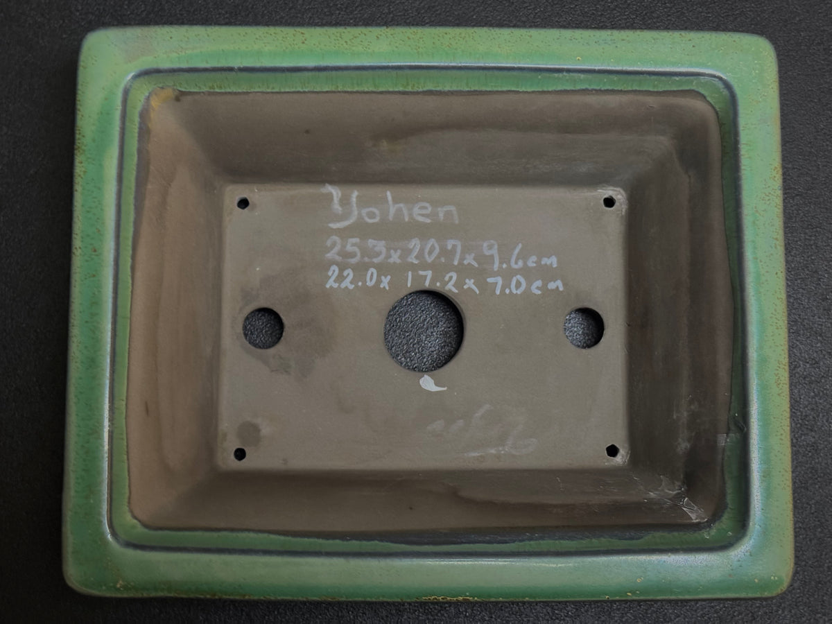 Yohen 窯変 – 常滑市 – 25.3cm Rectangular 長方形 – Green Yohen Glazed 緑釉・窯変釉