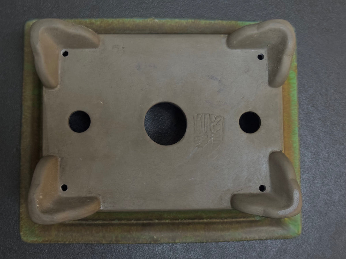 Yohen 窯変 – 常滑市 – 25.3cm Rectangular 長方形 – Green Yohen Glazed 緑釉・窯変釉