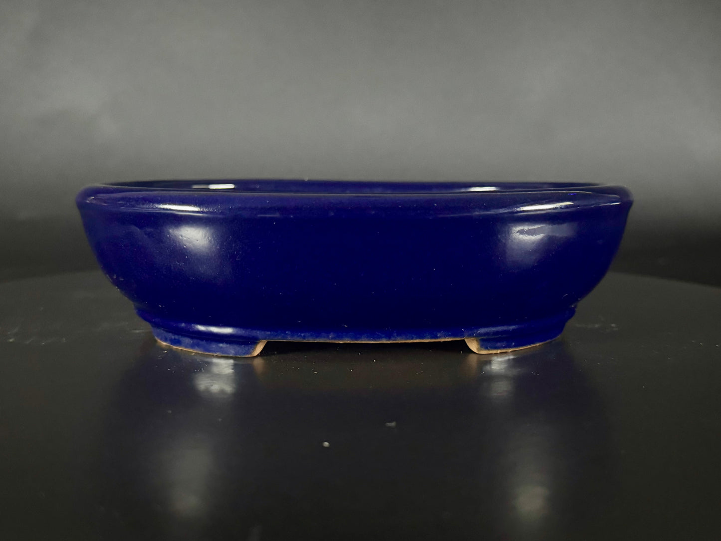 YAMAFUSA 4th Gen (YAMAFUSA KOIE 山房鯉江 / SAMBO 三方) – 常滑 – 19cm Oval Deep Blue Glazed 楕円鉢
