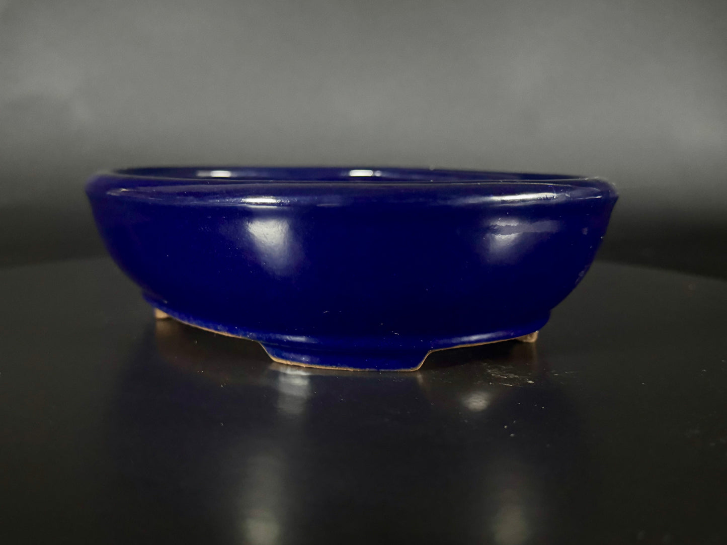 YAMAFUSA 4th Gen (YAMAFUSA KOIE 山房鯉江 / SAMBO 三方) – 常滑 – 19cm Oval Deep Blue Glazed 楕円鉢