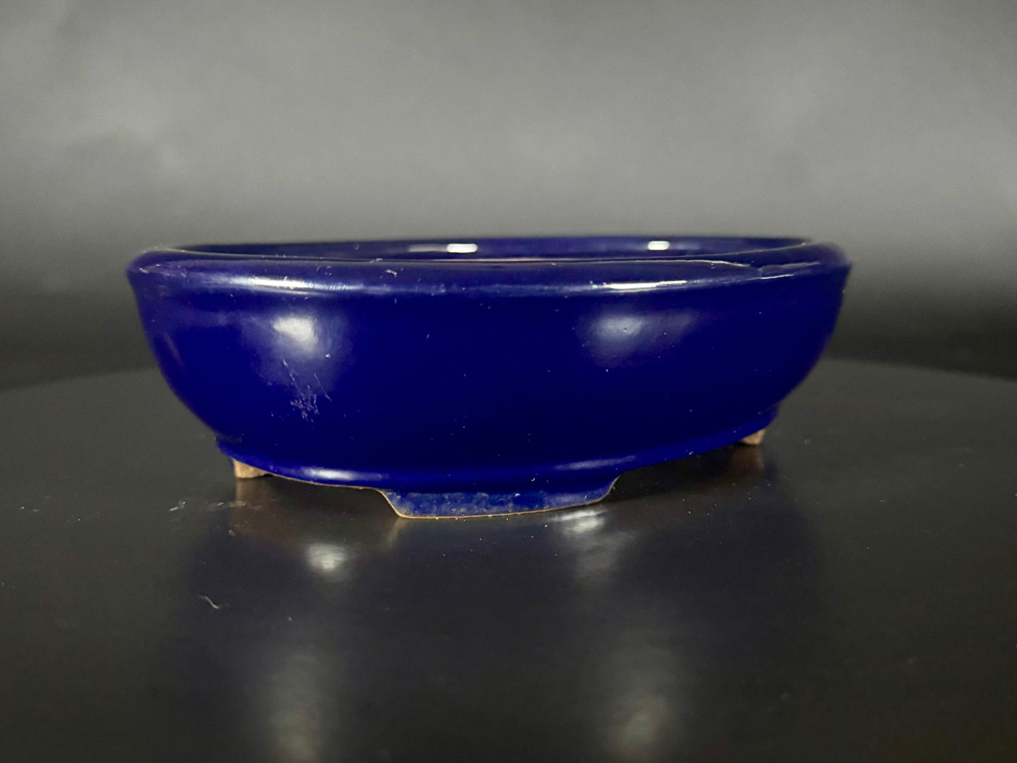 YAMAFUSA 4th Gen (YAMAFUSA KOIE 山房鯉江 / SAMBO 三方) – 常滑 – 19cm Oval Deep Blue Glazed 楕円鉢