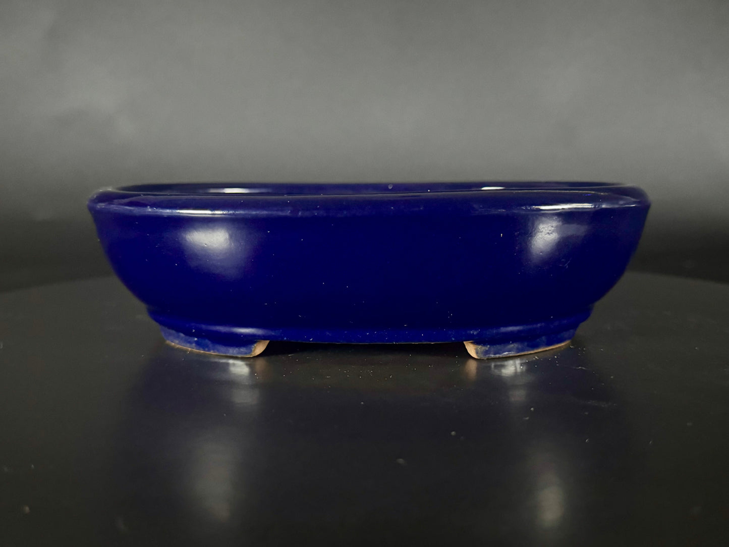 YAMAFUSA 4th Gen (YAMAFUSA KOIE 山房鯉江 / SAMBO 三方) – 常滑 – 19cm Oval Deep Blue Glazed 楕円鉢
