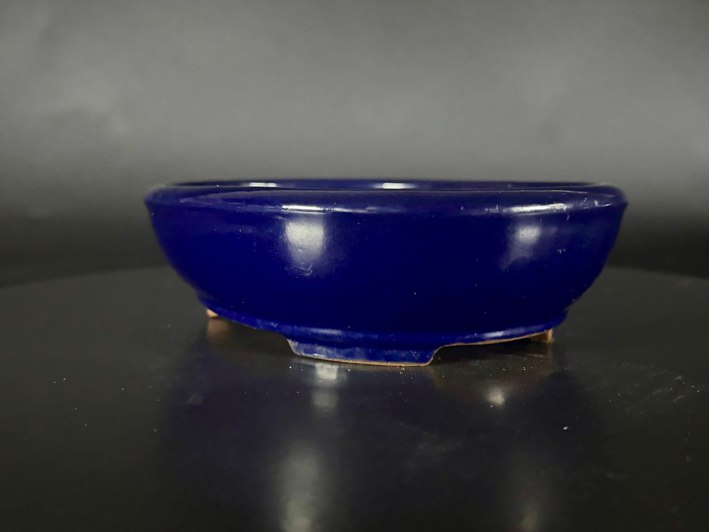 YAMAFUSA 4th Gen (YAMAFUSA KOIE 山房鯉江 / SAMBO 三方) – 常滑 – 19cm Oval Deep Blue Glazed 楕円鉢