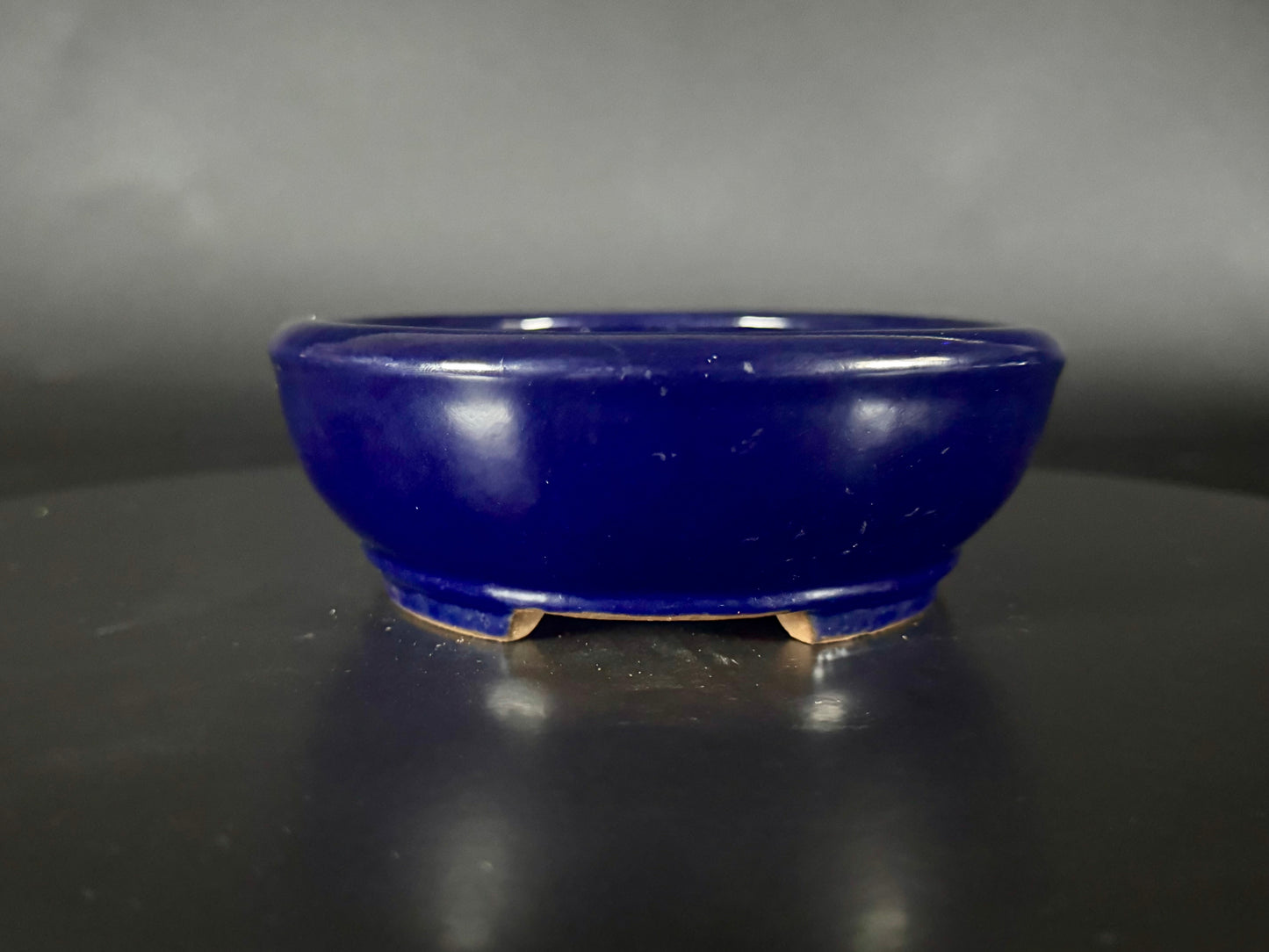 YAMAFUSA 4th Gen (YAMAFUSA KOIE 山房鯉江 / SAMBO 三方) – 常滑 – 19cm Oval Deep Blue Glazed 楕円鉢