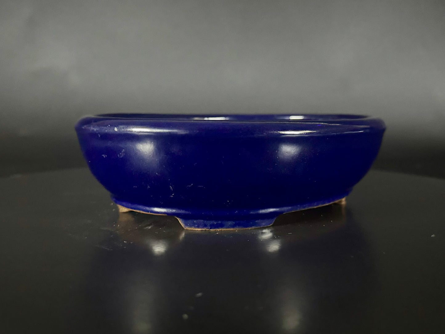 YAMAFUSA 4th Gen (YAMAFUSA KOIE 山房鯉江 / SAMBO 三方) – 常滑 – 19cm Oval Deep Blue Glazed 楕円鉢
