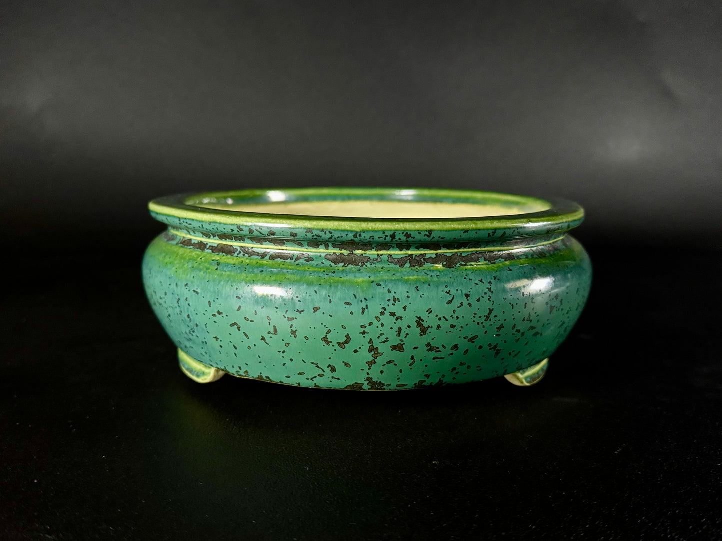 AIBA KOYO – Mr. AIBA Kouichirou（相場 恒一郎）– 常滑 – 25.8cm Oval Bag-Style Glazed Bonsai Pot（楕円袋式鉢・施釉）