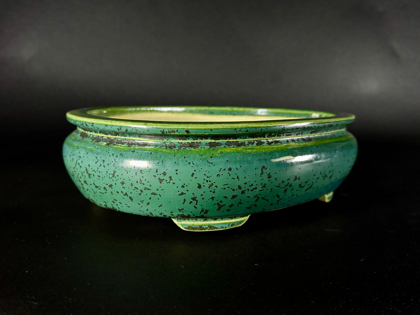 AIBA KOYO – Mr. AIBA Kouichirou（相場 恒一郎）– 常滑 – 25.8cm Oval Bag-Style Glazed Bonsai Pot（楕円袋式鉢・施釉）