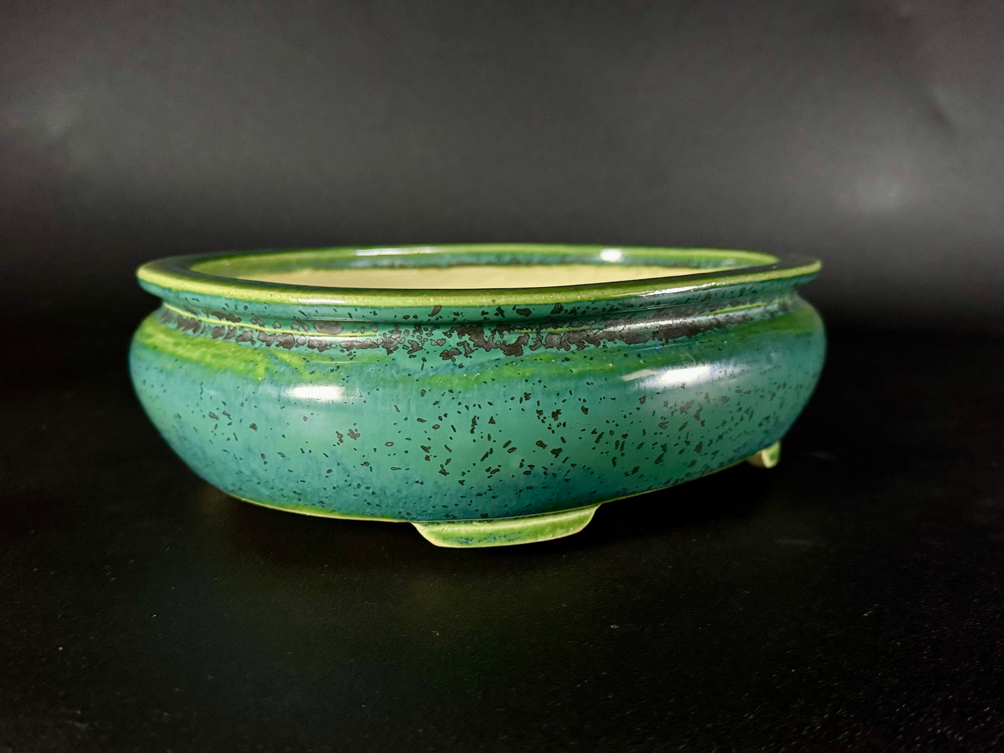 AIBA KOYO – Mr. AIBA Kouichirou（相場 恒一郎）– 常滑 – 25.8cm Oval Bag-Style Glazed Bonsai Pot（楕円袋式鉢・施釉）