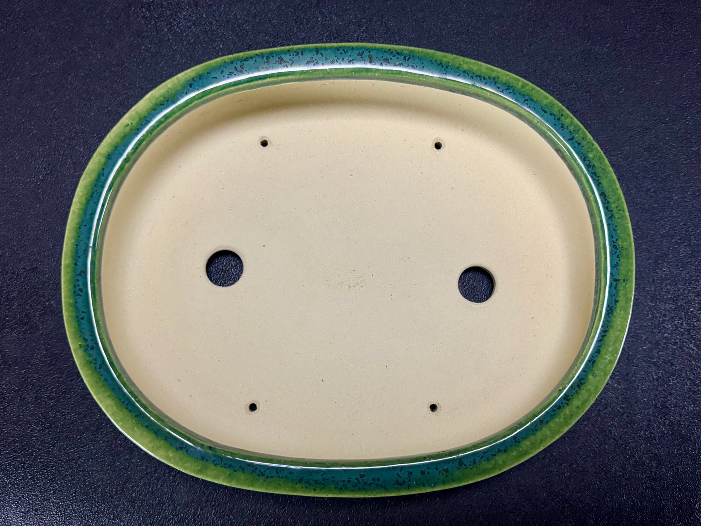 AIBA KOYO – Mr. AIBA Kouichirou（相場 恒一郎）– 常滑 – 25.8cm Oval Bag-Style Glazed Bonsai Pot（楕円袋式鉢・施釉）