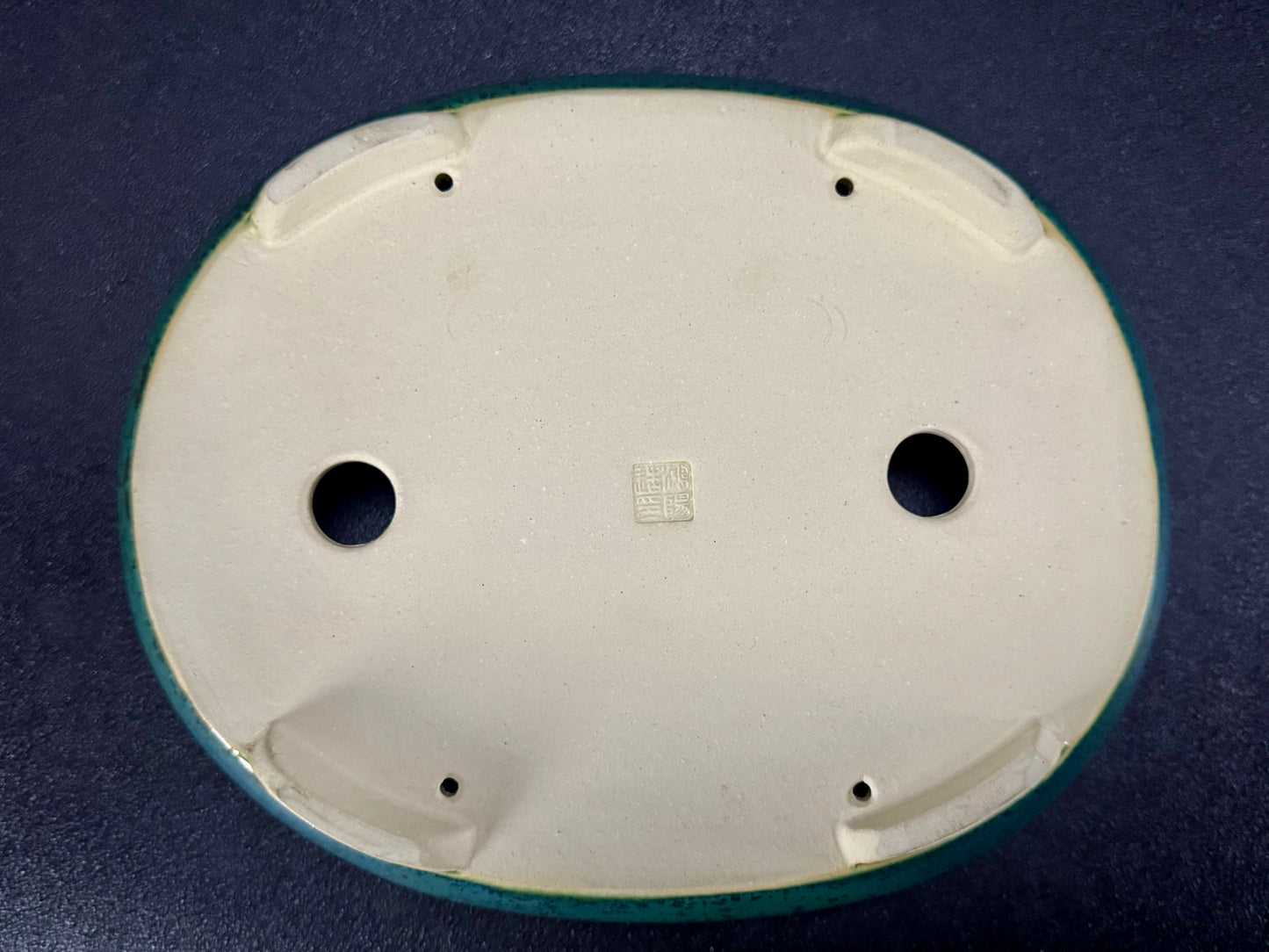 AIBA KOYO – Mr. AIBA Kouichirou（相場 恒一郎）– 常滑 – 25.8cm Oval Bag-Style Glazed Bonsai Pot（楕円袋式鉢・施釉）