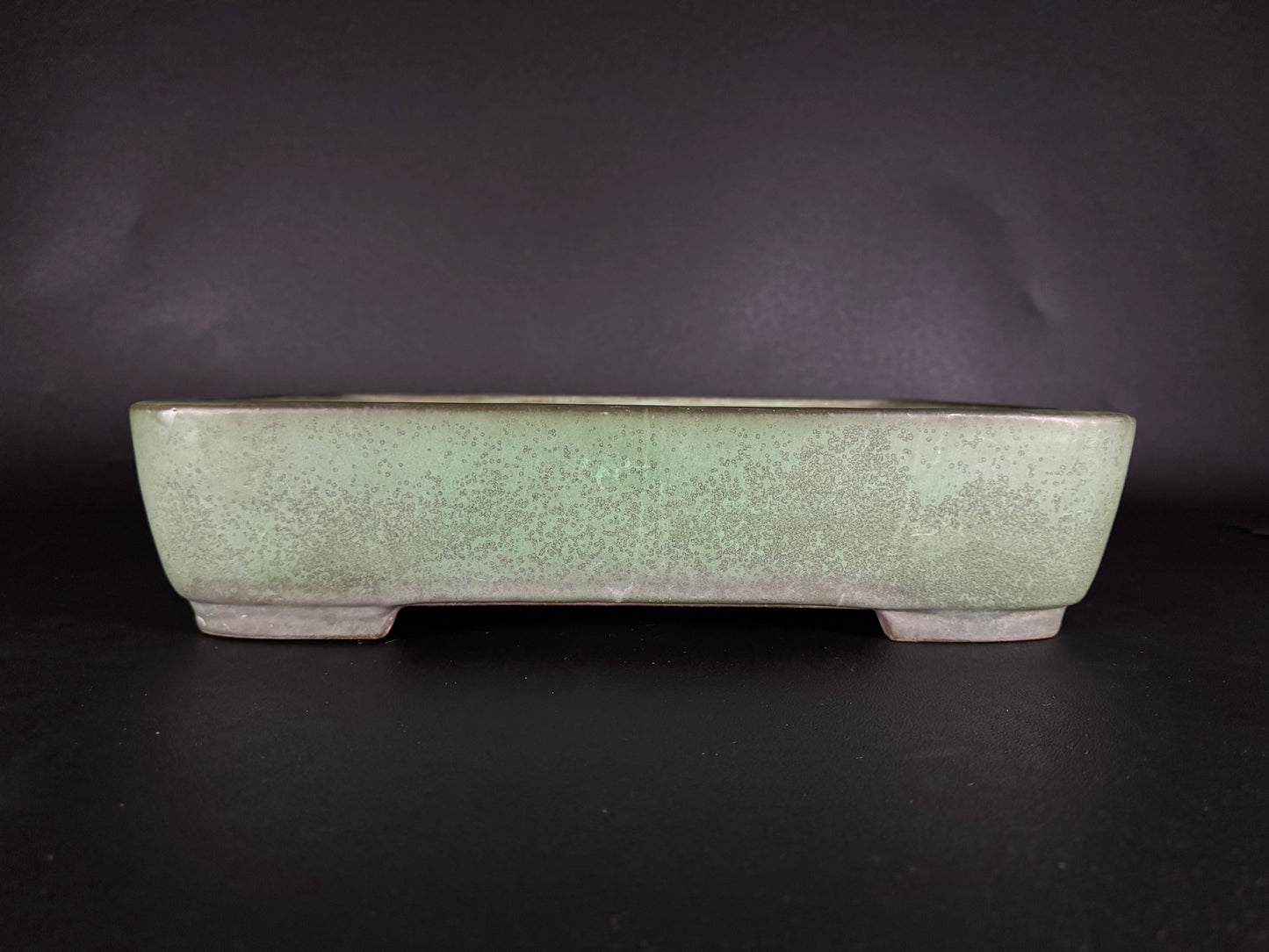 Yamafusa’s Wife (Hōshū Otorifune 宝舟) – 常滑 – 40.9cm Rectangular Green-Glazed Bonsai Pot