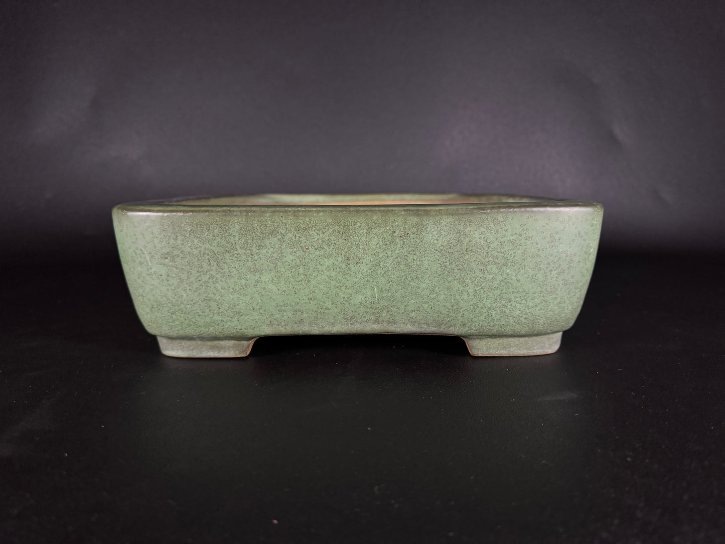 Yamafusa’s Wife (Hōshū Otorifune 宝舟) – 常滑 – 40.9cm Rectangular Green-Glazed Bonsai Pot