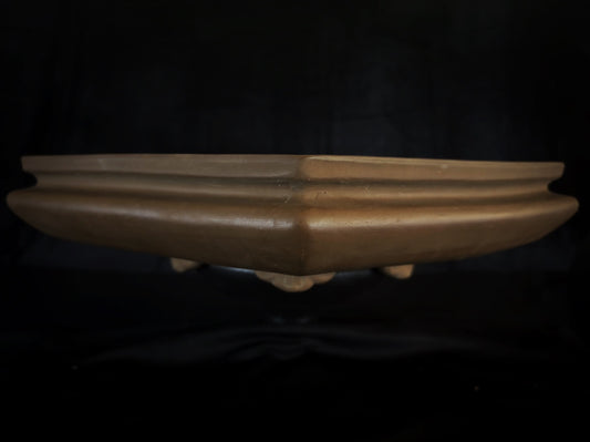 Antique Bonsai Pot – Taisho Era (1912–1926) – Watanabe Keizo (渡辺慶三), Tokoname (常滑) - 45cm Hexagonal