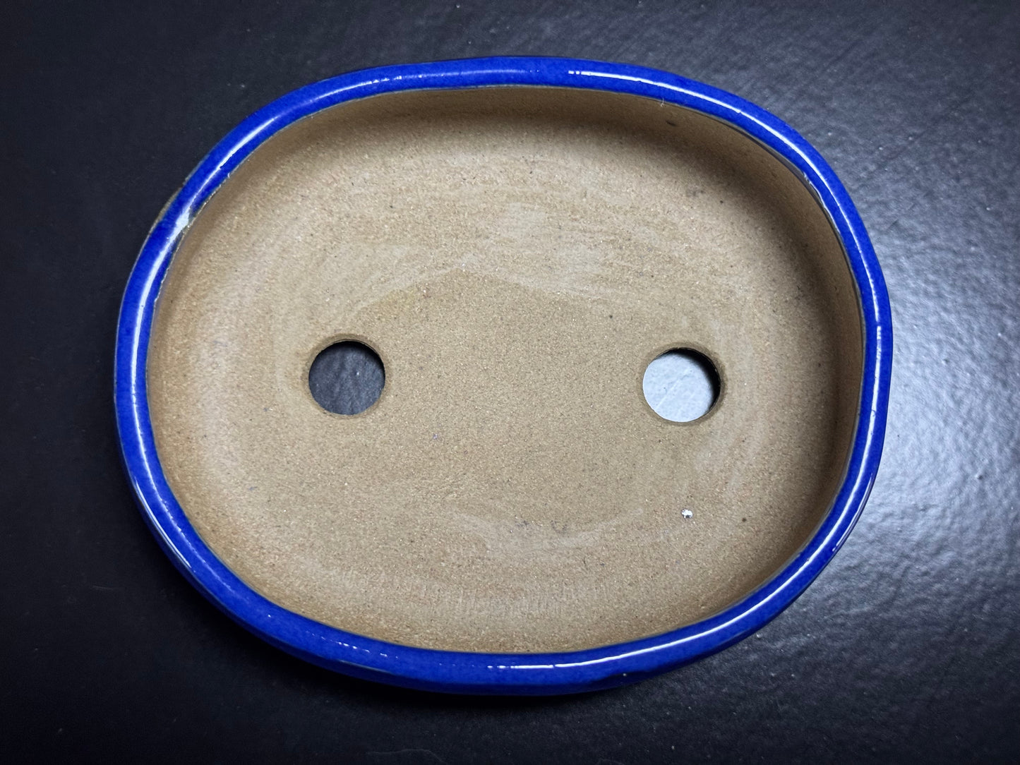 Arima Shoun 有馬祥雲 – 常滑 – 11.1cm Oval Glazed Blue Lapis Lazuli 楕円鉢 – 瑠璃釉掛