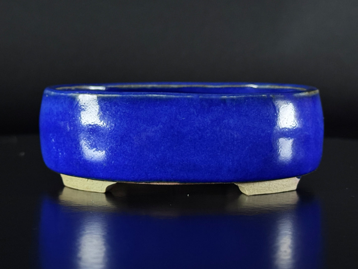 Arima Shoun 有馬祥雲 – 常滑 – 11.1cm Oval Glazed Blue Lapis Lazuli 楕円鉢 – 瑠璃釉掛