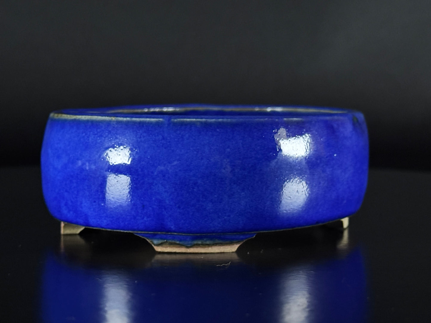 Arima Shoun 有馬祥雲 – 常滑 – 11.1cm Oval Glazed Blue Lapis Lazuli 楕円鉢 – 瑠璃釉掛