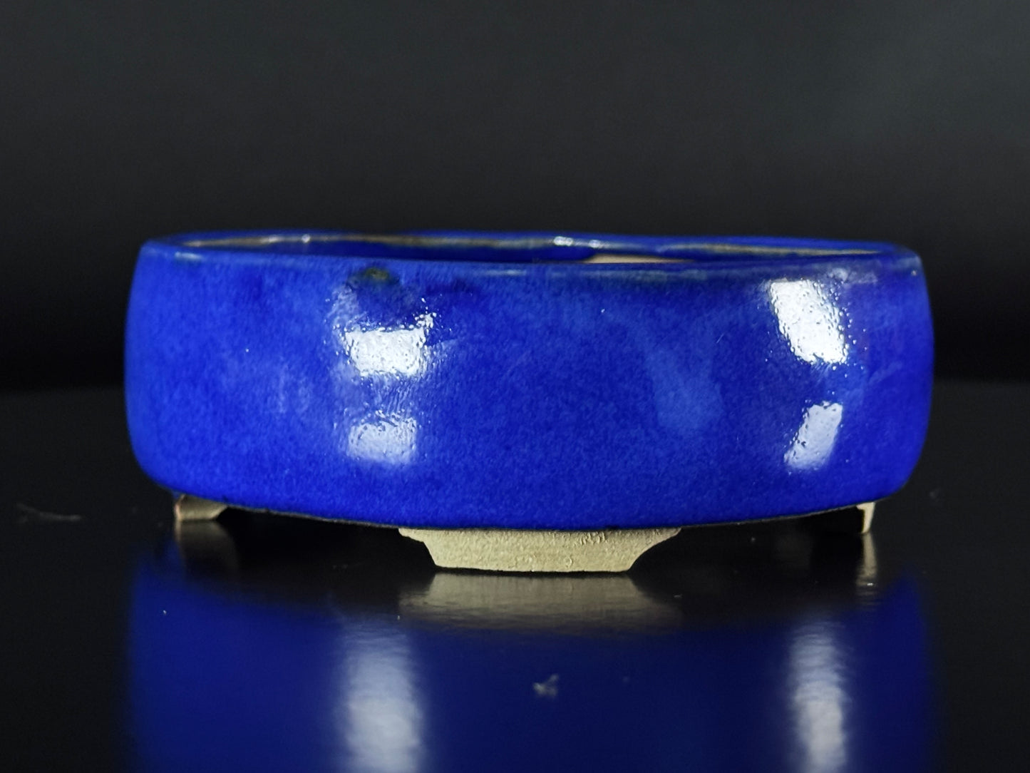 Arima Shoun 有馬祥雲 – 常滑 – 11.1cm Oval Glazed Blue Lapis Lazuli 楕円鉢 – 瑠璃釉掛